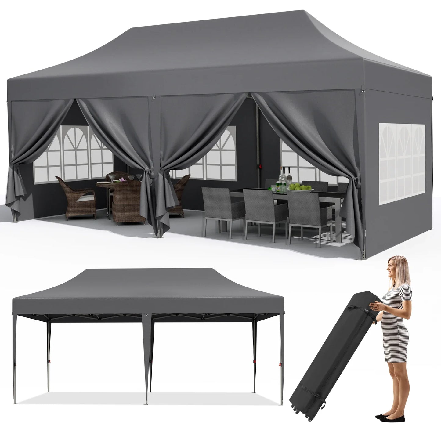 6 Side Panel UV 50+ Popup Gazebo