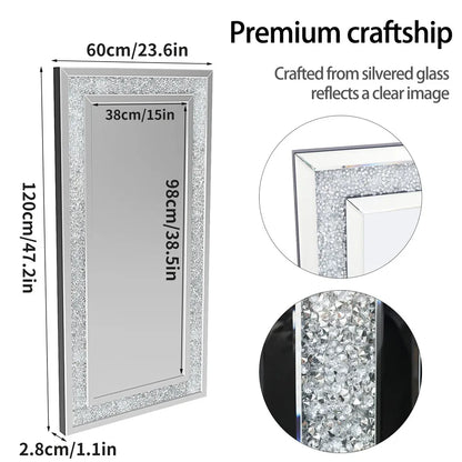 Sparkly Crystal Rhinestone Diamond Frameless Vanity Mirror