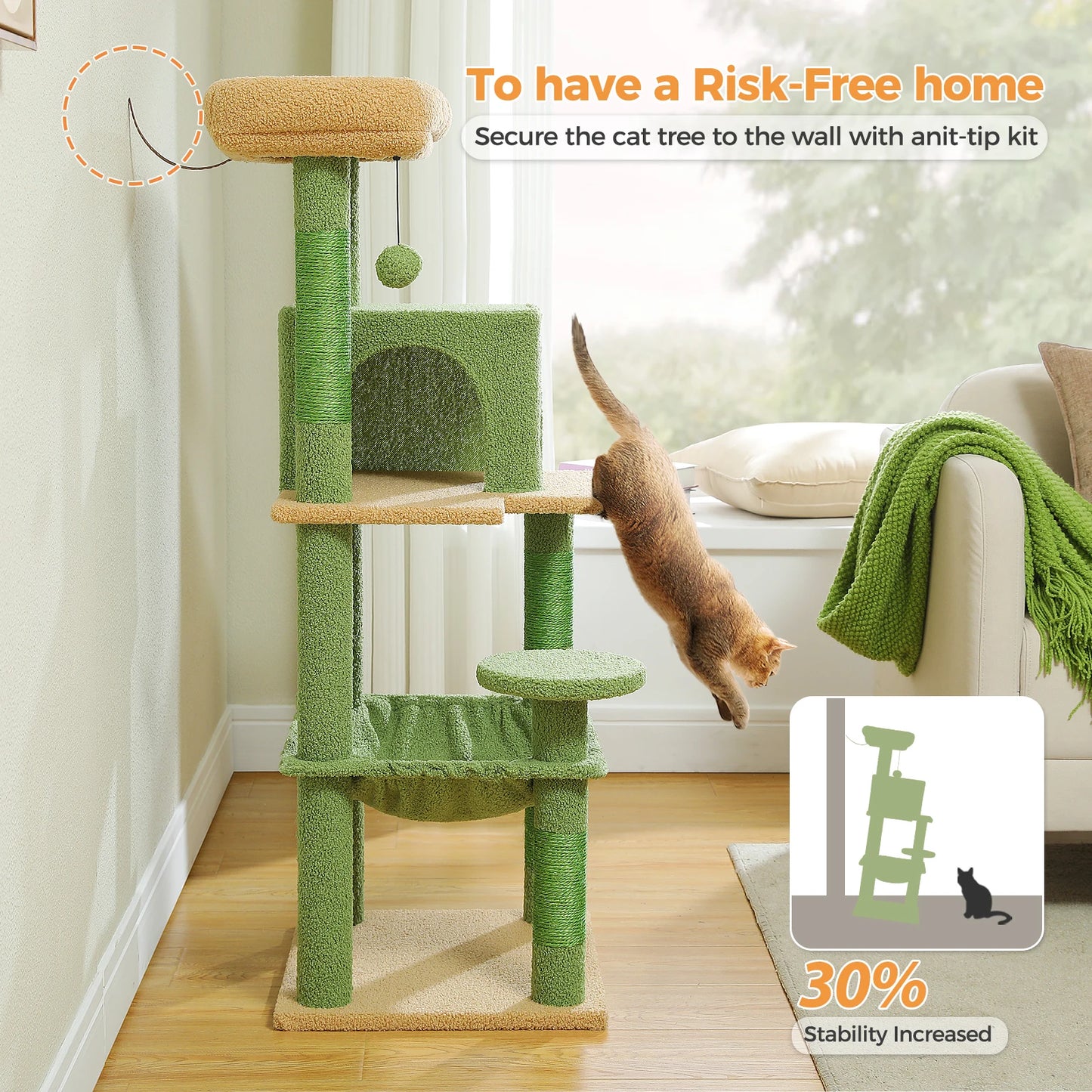 5-Level Cat Tower with Large Hammock Cat Condo