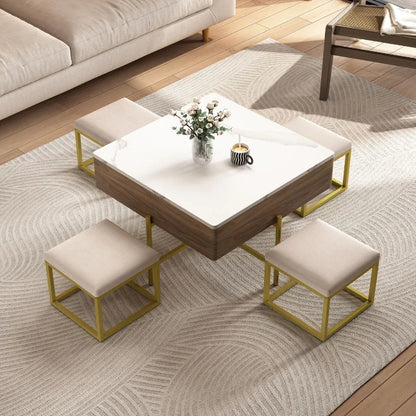 Modern Square LiftTop Coffee Table Set with Storage