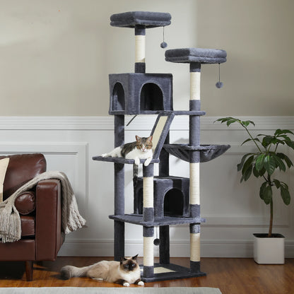 Multi-Level Plush Condo with Scratching Posts & Perches