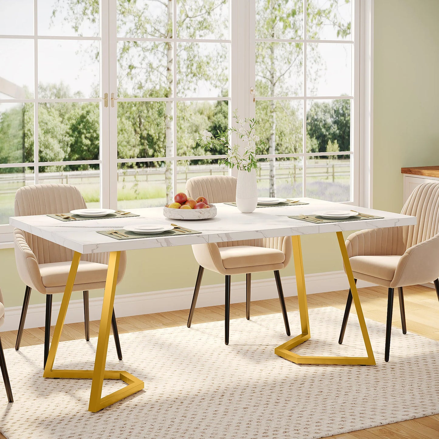 Modern Faux Marble Dining Table