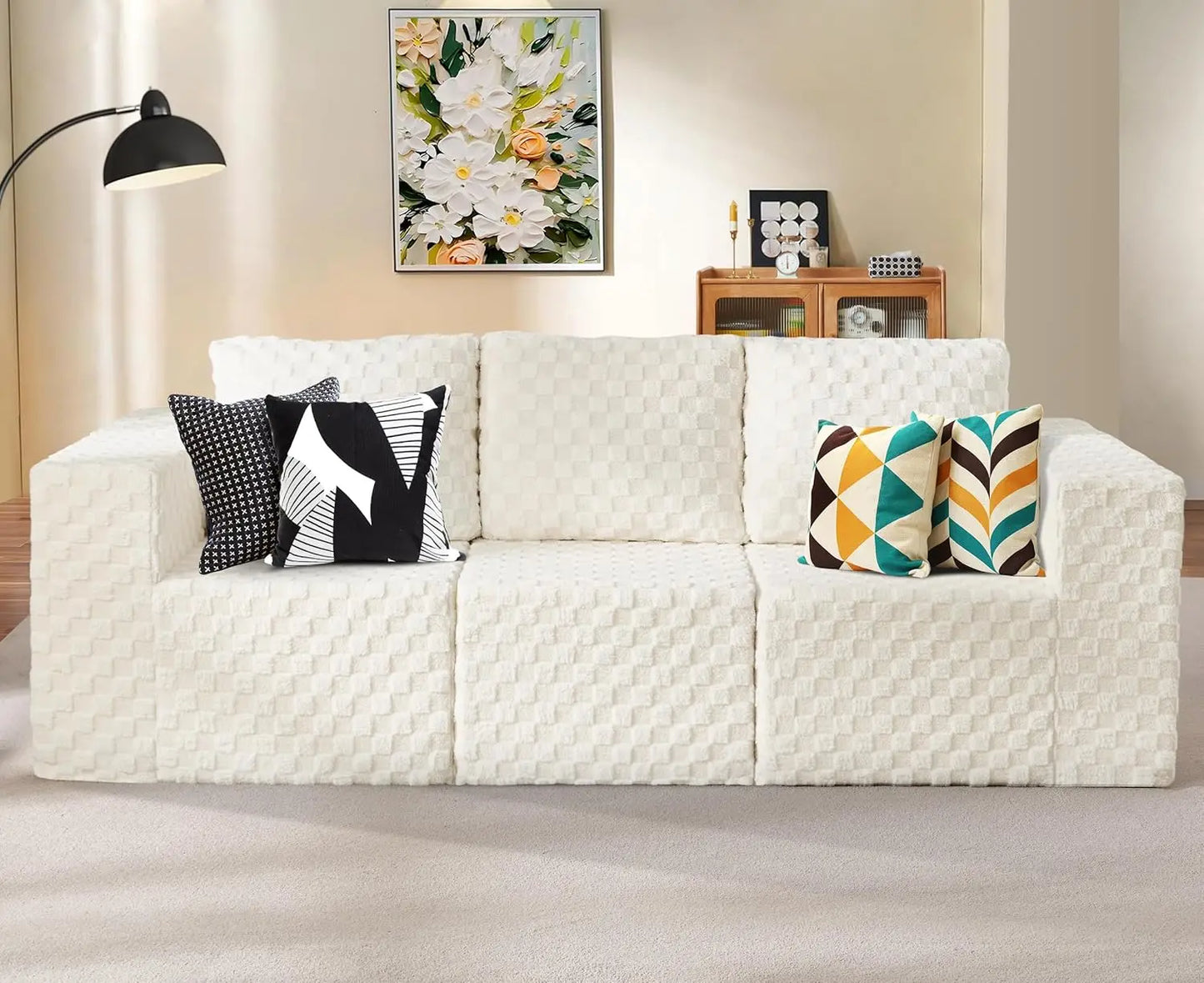 Deep-Seat 3-Seater Sectional Sofa w/ Cloud Foam & Pillows