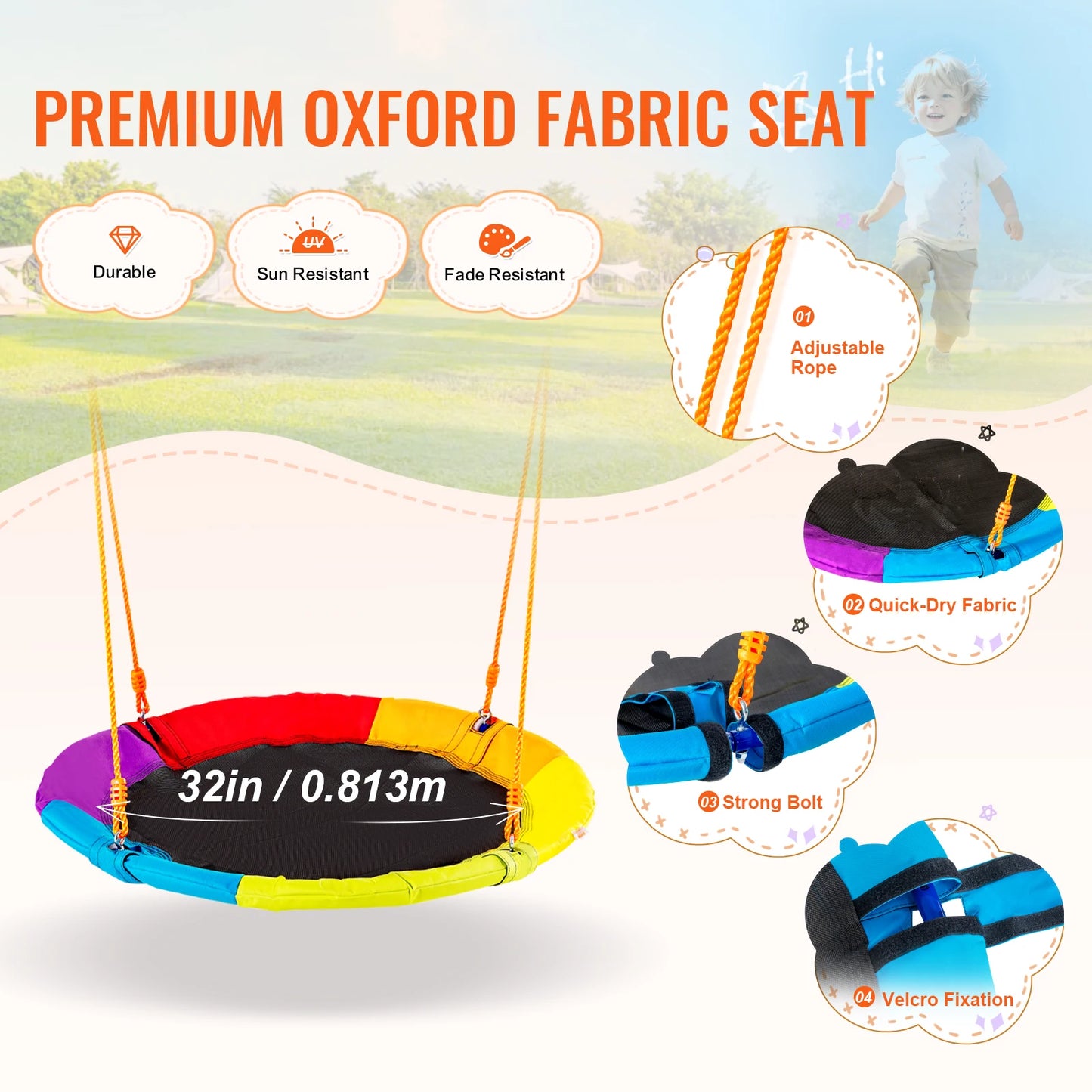 3 In 1 Outdoor Kids Swing Set