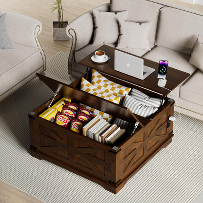 Farmhouse Coffee Table With Lift-Top