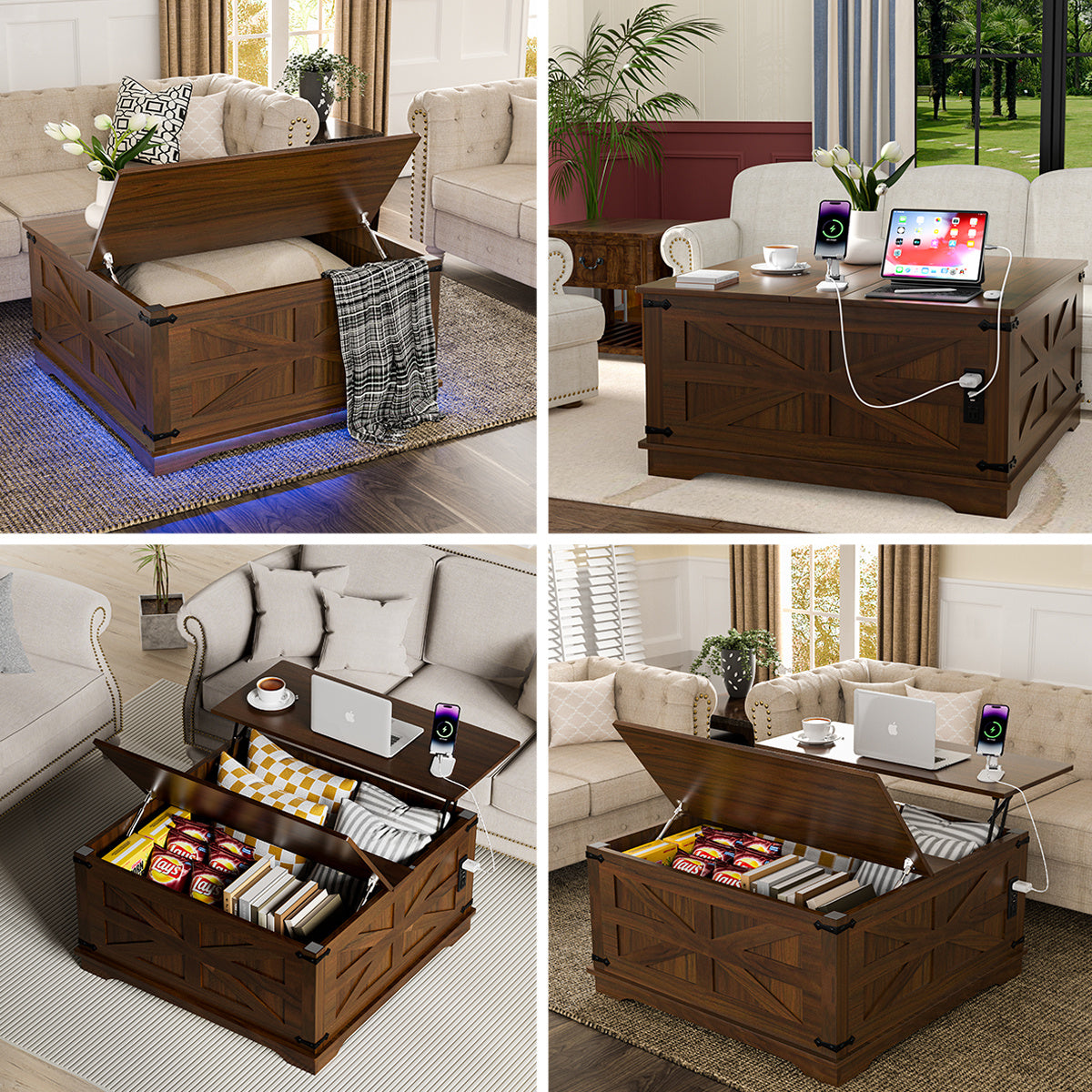 Farmhouse Coffee Table With Lift-Top